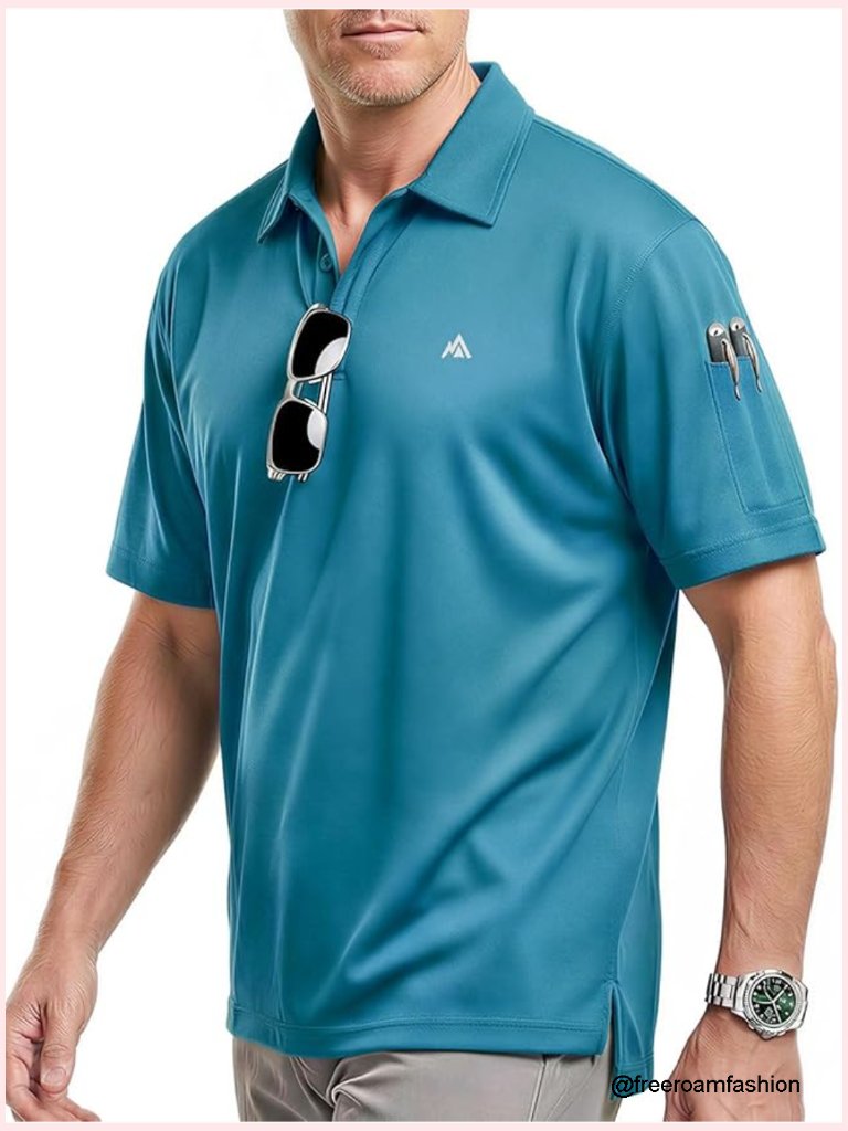 Men's Instant Cooling Polo Shirt Moisture Wicking Performance Active Golf